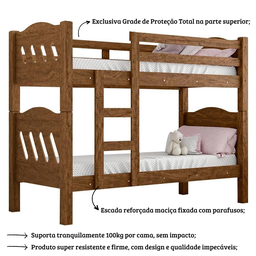 Beliche c/ Estrado e Escada Reforçado Fênix Pérola Castanho - 2