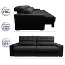 Ver imagem 2 de Sofá Retrátil e Reclinável 2,52m Molas Ensacadas Cama inBox Brasil Velusoft Preto