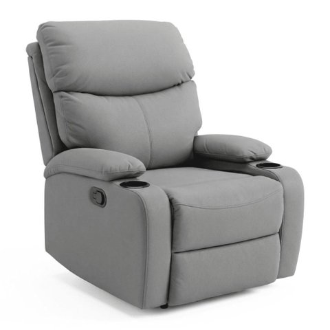 Poltrona do Papai Reclinável Flora 3 Posições Conforto Premium C/ Porta Copos Cinza