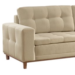 Sofá 3 Lugares 210cm Molas Ensacadas com Base Madeira Maciça Living Braúna - 8