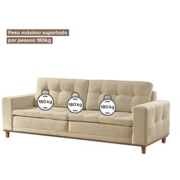 Sofá 3 Lugares 210cm Molas Ensacadas com Base Madeira Maciça Living Braúna - 7