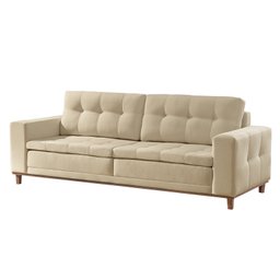 Sofá 3 Lugares 210cm Molas Ensacadas com Base Madeira Maciça Living Braúna - 2