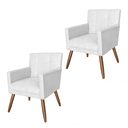 Ver imagem 1 de Jogo 2 Poltronas Estofadas Para Quarto Closet Onix Corano Branco - LM DECOR