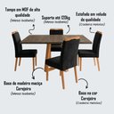 Ver imagem 2 de Mesa Jantar Isabela 1,2m Freijó Pés Cerejeira 4 Cadeiras Heloísa Almofadada - Preto Veludo