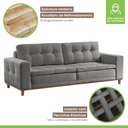 Ver imagem 5 de Sofá 3 Lugares 210cm Molas Ensacadas com Base Madeira Maciça Living Braúna
