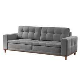 Sofá 3 Lugares 210cm Molas Ensacadas com Base Madeira Maciça Living Braúna - 2