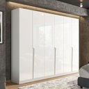 Ver imagem 1 de Guarda-roupa Casal Porto 6 Portas 4 Gavetas Branco - Politorno