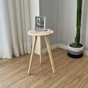 Ver imagem 2 de Mesa Lateral Redonda com Pé Palito de Madeira Natural