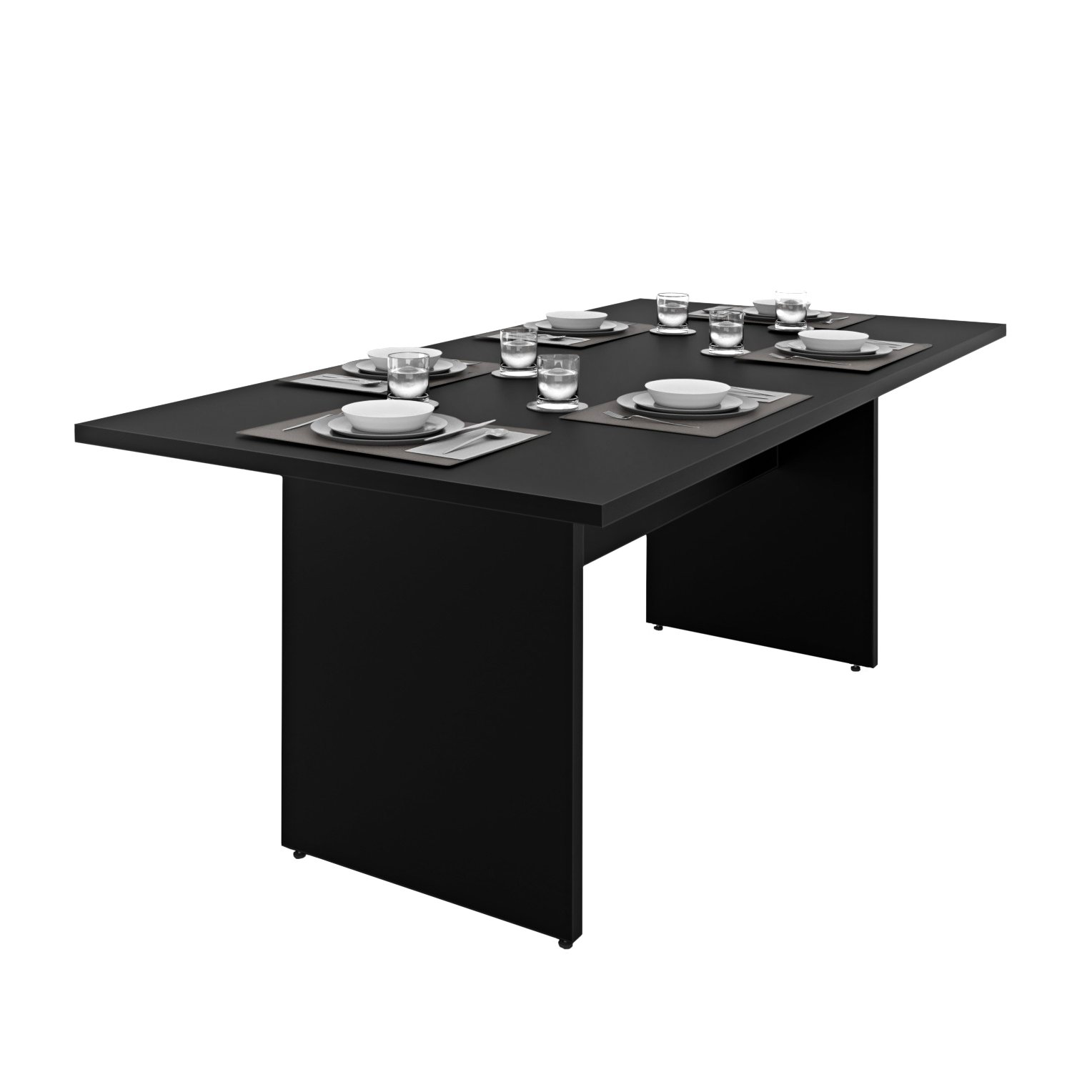 Mesa de Jantar 6 Lugares Cozinha 200x100cm Mdp Netmobil - Preto - 2