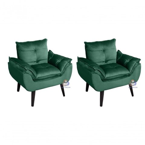 Kit 02 Poltrona Opala Veludo Verde