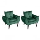 Ver imagem 1 de Kit 02 Poltrona Opala Veludo Verde