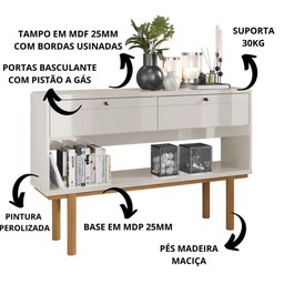 Aparador 2 Portas Catar 1.25 Retrô Lukaliam Móveis Off White Perolizado/Tauari - 2