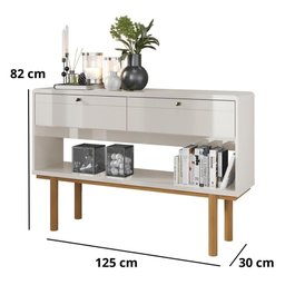 Aparador 2 Portas Catar 1.25 Retrô Lukaliam Móveis Off White Perolizado/Tauari - 3