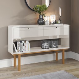 Aparador 2 Portas Catar 1.25 Retrô Lukaliam Móveis Off White Perolizado/Tauari - 1