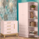Ver imagem 1 de Conjunto Guarda Roupa e Cômoda Sapateira Slim Rosa