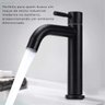 Torneira Bancada Preto Fosco para Banheiro Lavabo Lavatorio Água Fria 1/4 Volta Médio em Aço Inox 30 - 6