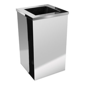 Lixeira 50 Litros Quadrada em Aço Inox com Tampa Aro Aberta Cor:cinza