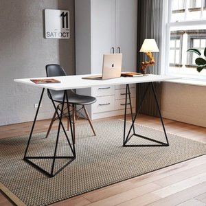 Escrivaninha Mesa Bela Vista Preto e Tampo Branco