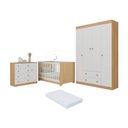 Ver imagem 1 de Quarto de Bebê Completo Berço Americano 3 em 1 Colchão Encanto Multimóveis Mp4597 Madeirado/