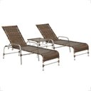 Ver imagem 2 de Kit 2 Espreguiçadeiras Mesa em Alumínio Piscina Jardim e Área Catar Marrom/Argila