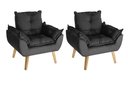 Ver imagem 1 de Kit 2 Poltronas Decorativas Opala Suede Preta Su Decor