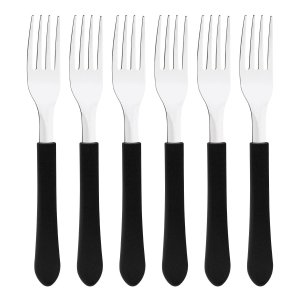 Kit 6 Garfo de Mesa Tramontina Leme Inox Cabo Preto