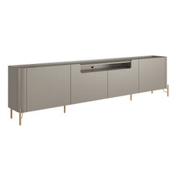 Rack Sala 4 Portas Lisas Mdf L260 X A65cm Grigio/dourado - 1