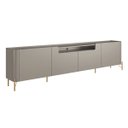 Ver imagem 2 de Rack Sala 4 Portas Lisas Mdf L260 X A65cm Grigio/dourado