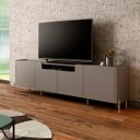 Ver imagem 1 de Rack Sala 4 Portas Lisas Mdf L260 X A65cm Grigio/dourado