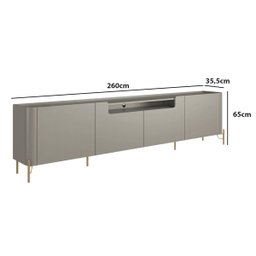 Rack Sala 4 Portas Lisas Mdf L260 X A65cm Grigio/dourado - 2