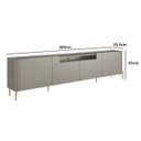 Ver imagem 3 de Rack Sala 4 Portas Lisas Mdf L260 X A65cm Grigio/dourado