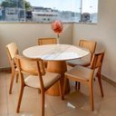 Ver imagem 5 de Mesa de Jantar Cone Redonda 160 Cm Base Madeira Freijó Tampo Laqueado Branco