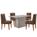 Ver imagem 2 de Mesa de Jantar Diane 120cm Tampo Mdf e Vidro com 4 Cadeiras Isadora Moderna Mobília