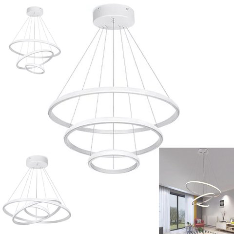 Lustre Luminaria Pendente Arcos 3 em 1 Argolas Ajustaveis Decoraçao Sala Estar Quarto Casa Cozinha G