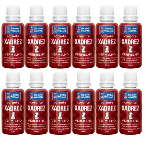 Corante Líquido Xadrez 50ml 12 Peças Vermelho