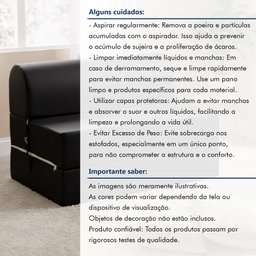 Sofá Cama Casal Retrátil 2 Lugares Corino Preto Smart 130cm - 12 Sofá Cama Casal Retrátil 2 Lugares Corino Preto Smart 130cm - 12