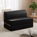 Ver imagem 1 de Sofá Cama Casal Retrátil 2 Lugares Corino Preto Smart 130cm