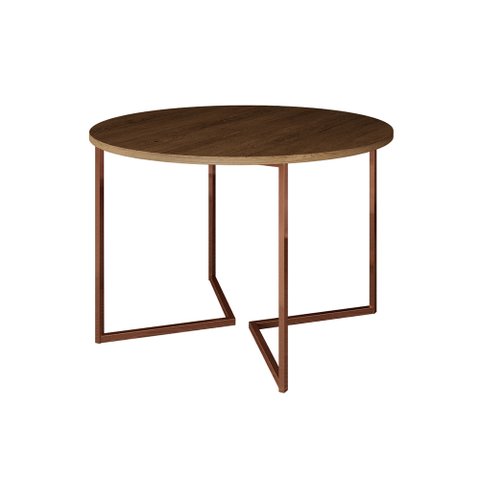 Mesa Jantar Industrial Amêndoa Base Cobre V Tampo 110cm Redondo