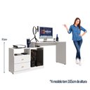 Ver imagem 6 de Mesa para Computador Flex em Linear com Corrediças Telescópicas e Puxadores ABS Branco
