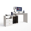 Ver imagem 3 de Mesa para Computador Flex em Linear com Corrediças Telescópicas e Puxadores ABS Branco