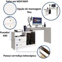 Ver imagem 4 de Mesa para Computador Flex em Linear com Corrediças Telescópicas e Puxadores ABS Branco