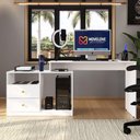 Ver imagem 1 de Mesa para Computador Flex em Linear com Corrediças Telescópicas e Puxadores ABS Branco