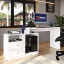 Ver imagem 2 de Mesa para Computador Flex em Linear com Corrediças Telescópicas e Puxadores ABS Branco