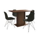 Ver imagem 6 de Mesa Jantar Londres Tampo Amêndoa 120cm 4 Cadeiras Ferro Branco Estofado Verde