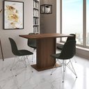 Ver imagem 1 de Mesa Jantar Londres Tampo Amêndoa 120cm 4 Cadeiras Ferro Branco Estofado Verde