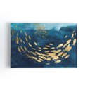 Ver imagem 1 de Quadro Peixes Dourados Cardume Azul Aquarela Canvas 60x40cm