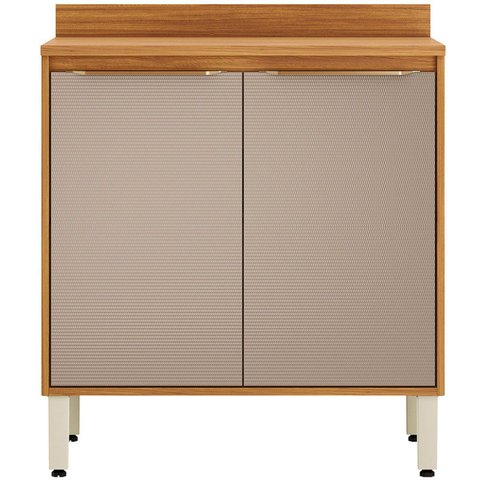 Balcão para Cozinha 80 Cm com Tampo 2 Portas Valena Cinamon/nude