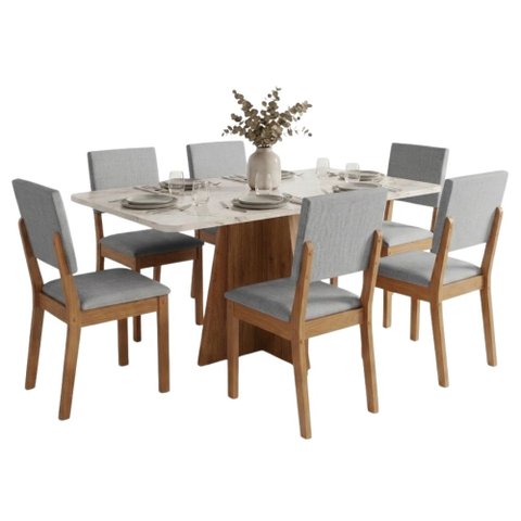 Conjunto Sala de Jantar Mesa 1,60m Moove 6 Cadeiras Linda Viero