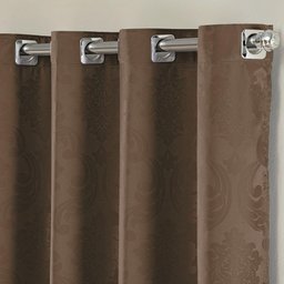Cortina Turin Jacquard Semiblackout Floral 4,00x2,80m para Sala Quarto Varão 4m Ilhóses - Café - 2
