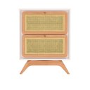Ver imagem 2 de Mesa de Cabeceira Ricco 2 Gavetas Laca com Palhinha Off White